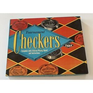 Vintage E.S. Lowe Co Tournament Checkers w/playing board instructions